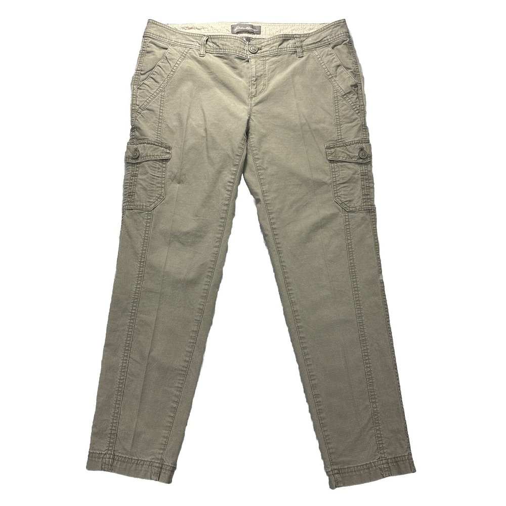 Eddie Bauer Cargo Pants Womens 10 Gray Tapered Ripstop Hiking Stretch 34x27